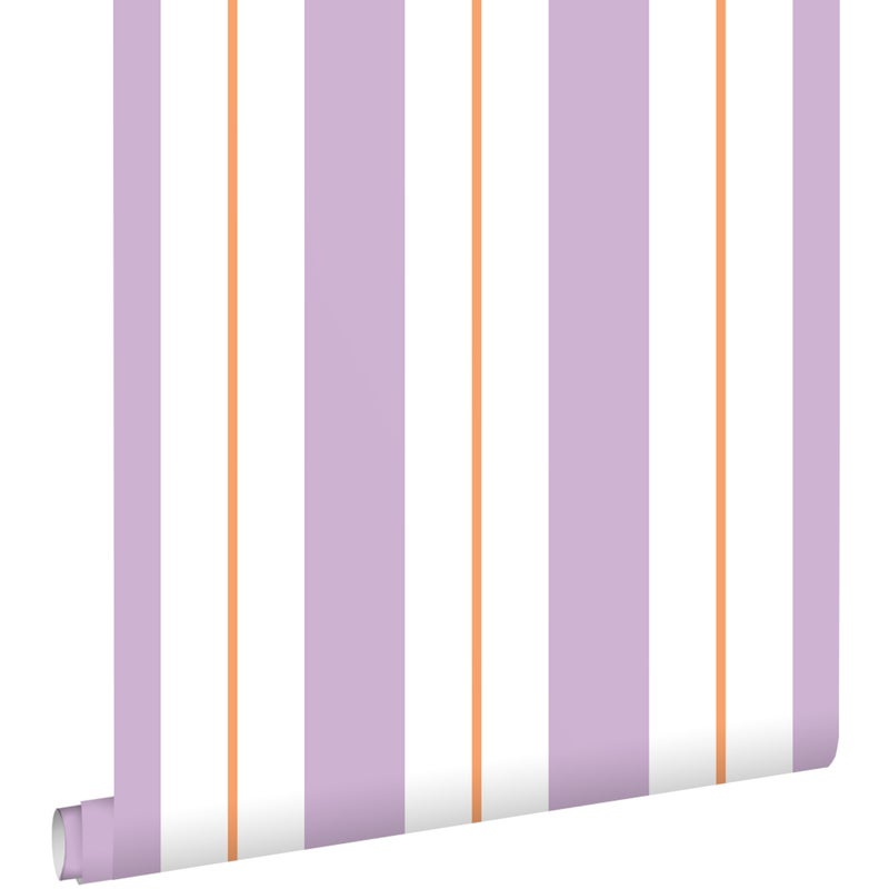 Tapeta paski fioletowymIpomarańczowym - 50 x 900 cm - ESTAHOME