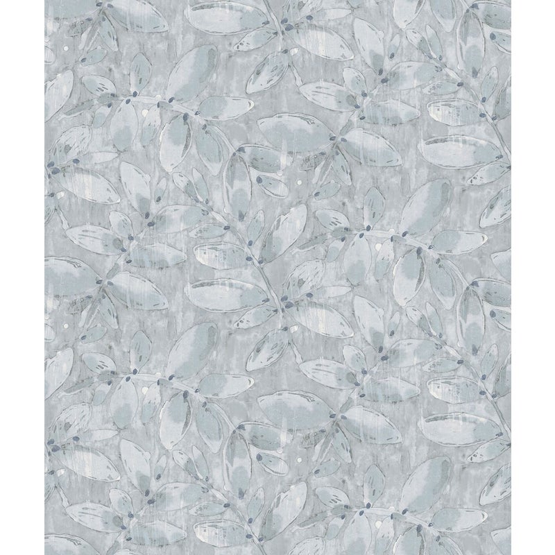 Tapeta narysowane liście jasnoniebieskim - 53 cm x 10,05 m - SANDERS & SANDERS