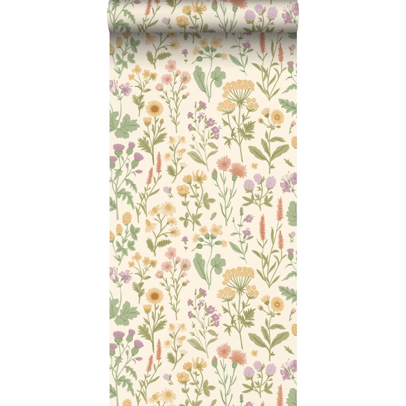 Tapeta kwiaty polne żółtymIzielonym - 50 x 900 cm - SANDERS & SANDERS