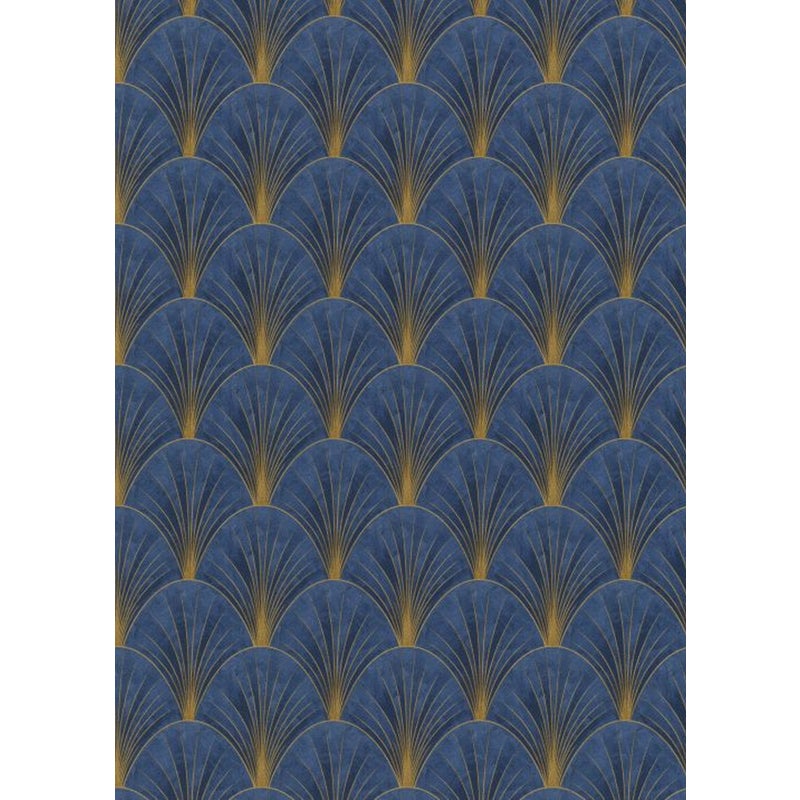 Tapeta motyw art déco niebieskimIzłotym - 53 cm x 10.05 m - ERISMANN
