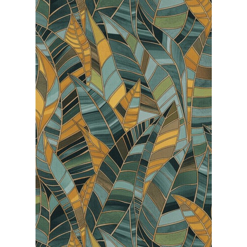 Tapeta tropikalne liście niebieskim,zielonymIżółtym - 53 cm x 10.05 m - ERISMANN