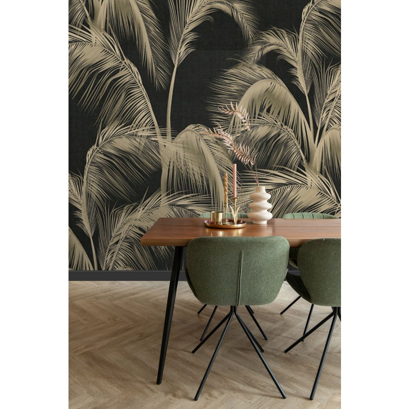 Fototapeta liście palmowe czarnymIbeżowym - 424 x 280 cm - SANDERS & SANDERS