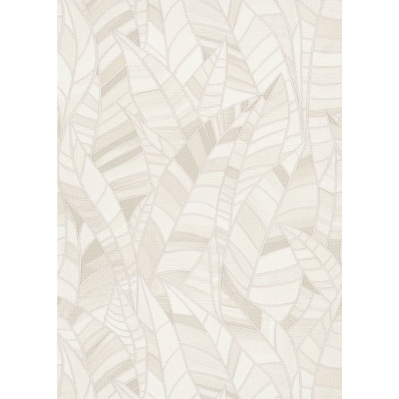 Tapeta tropikalne liście beżowymIzłamanej bieli - 53 cm x 10.05 m - ERISMANN