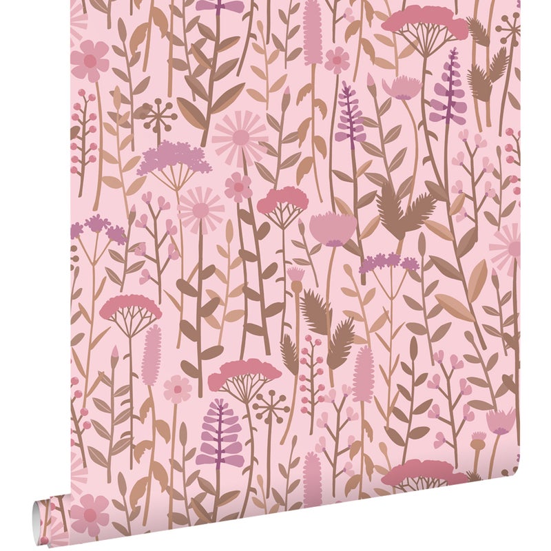 Tapeta kwiaty polne różowym - 50 x 900 cm - ESTAHOME