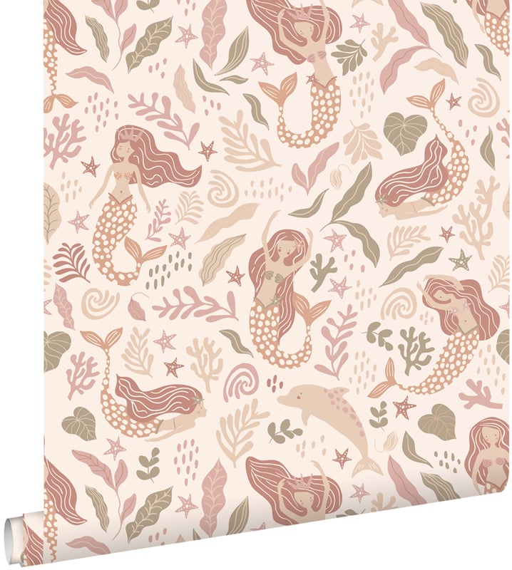 Tapeta syreny beżowym,różowymIzielonym - 0.53 x 10.05 m - ESTAHOME