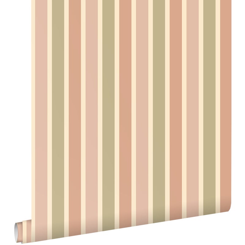 Tapeta paski terakoty różowejIzielonym - 50 x 900 cm - ESTAHOME