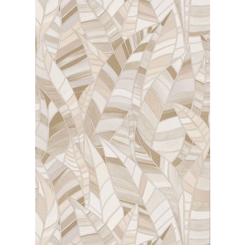 Tapeta tropikalne liście beżowym - 53 cm x 10.05 m - ERISMANN