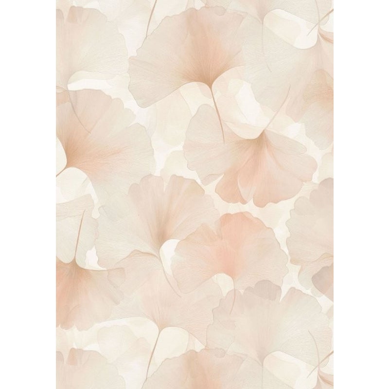 Tapeta liście miłorzębu różowymIbeżowym - 53 cm x 10.05 m - ERISMANN