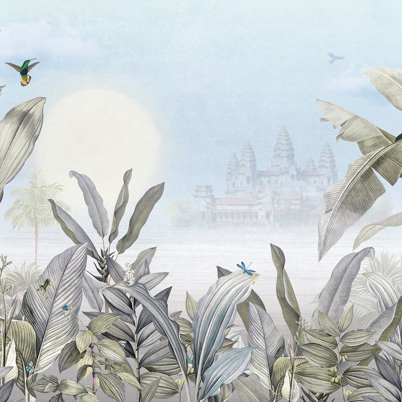 Fototapeta motyw dżungli zielonymIniebieskim - 424 x 280 cm - SANDERS & SANDERS