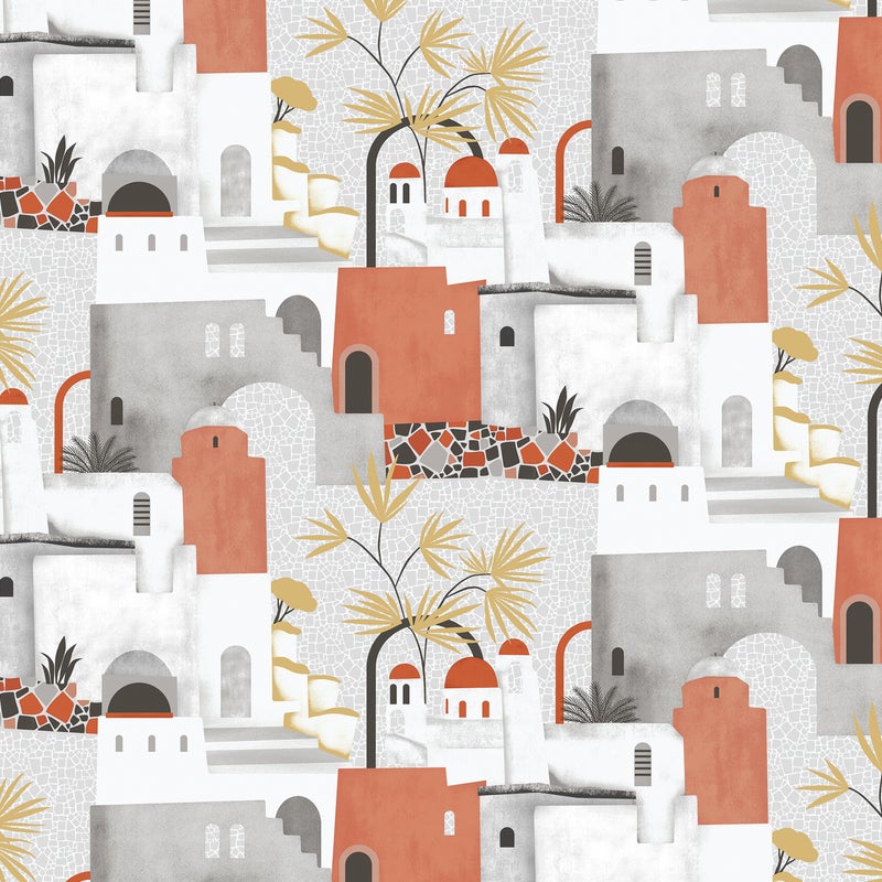 Fototapeta Domki śródziemnomorskie szarymIterakota - 318 x 280 cm - SANDERS & SANDERS