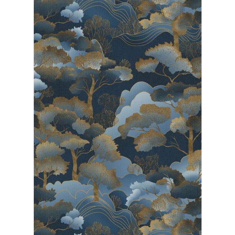 Tapeta drzewa niebieskimIzłotym - 53 cm x 10.05 m - ERISMANN