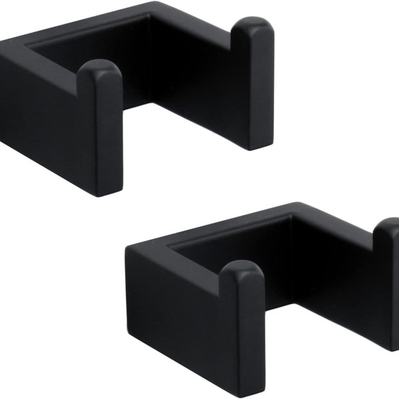 Haczyk na ręczniki kąpielowe, wieszak na ubrania ze stali nierdzewnej, kwadratowy wieszak ścienny, 7 x 6,1 x 4 cm (2 sztuki, czarny)