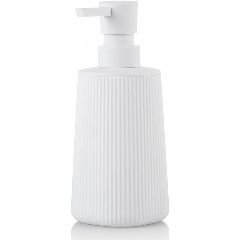 Dozownik do mydła w paski, mały dozownik do mydła, z pompką (1 sztuka, 250 ml, biały)