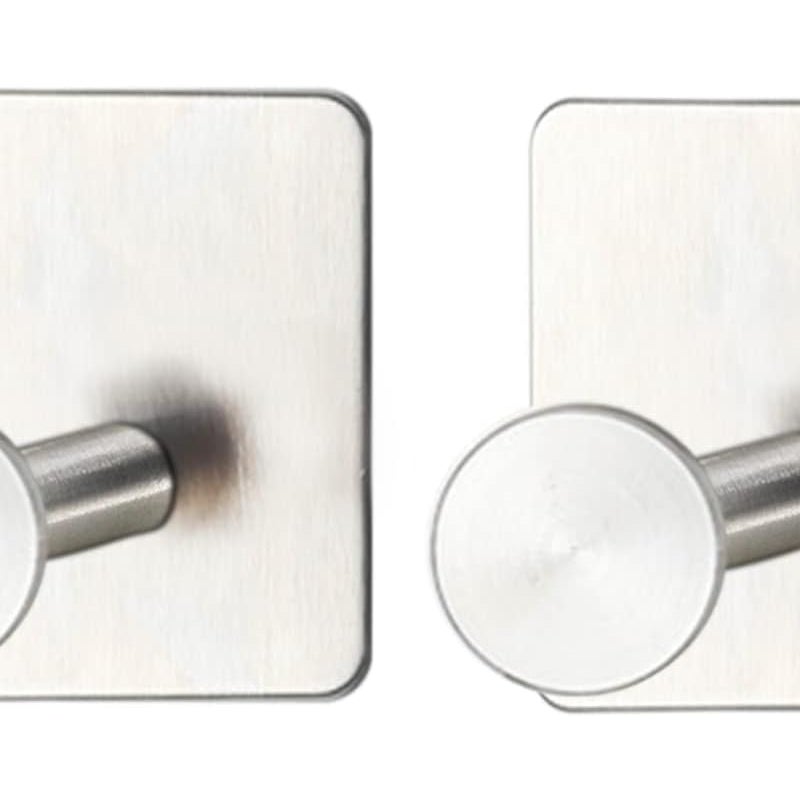 Samoprzylepne haczyki, samoprzylepne wieszaki na ręczniki ze stali nierdzewnej, trwałe haczyki, 2 sztuki (srebrne)