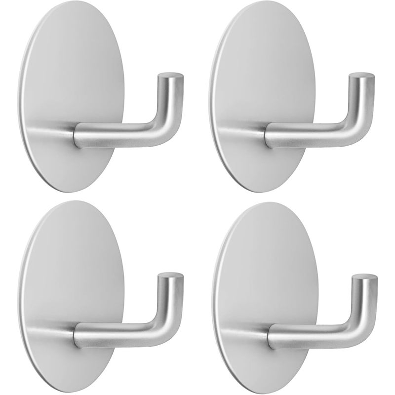 Hak łazienkowy, wieszak na ręczniki, haczyk kuchenny, samoprzylepny, okrągłe dno, opakowanie 4 szt. (srebrny)
