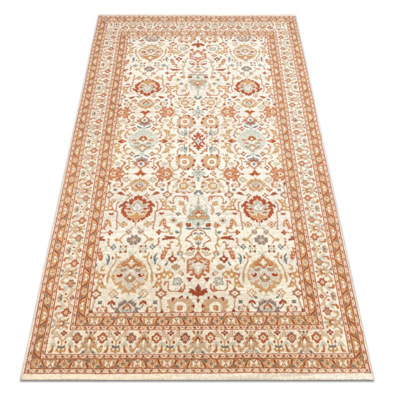 Dywan SOHO 477.26.LA100 wełniany OSTA - Ornament, ramka naturalny beż / terakota 200x300 cm
