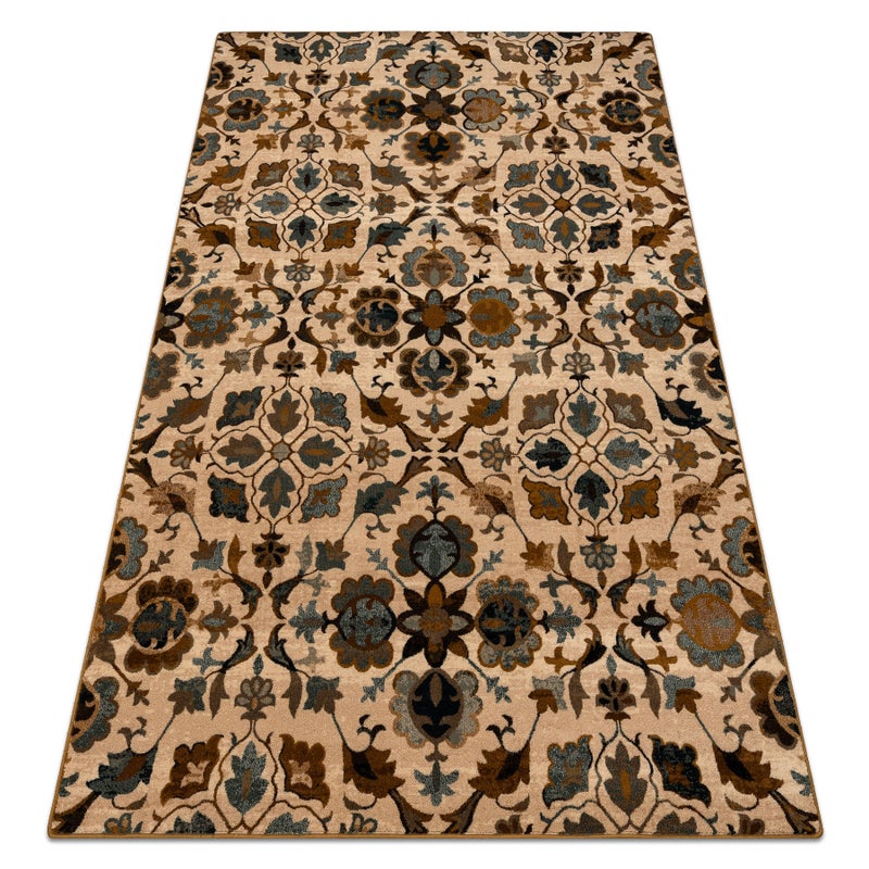 Dywan wełniany OMEGA AMALFI kwiaty kamel brązowy 170x235 cm