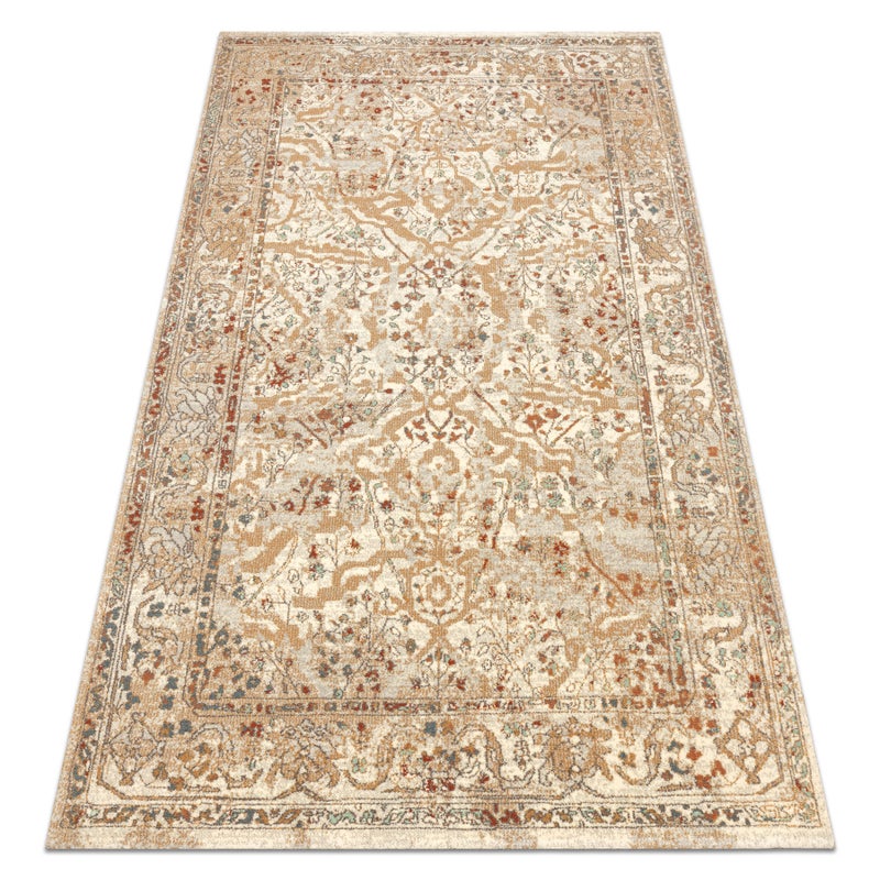 Dywan SOHO 477.04.LA110 wełniany OSTA - Kwiaty, ramka naturalny beż / terakota 135x200 cm