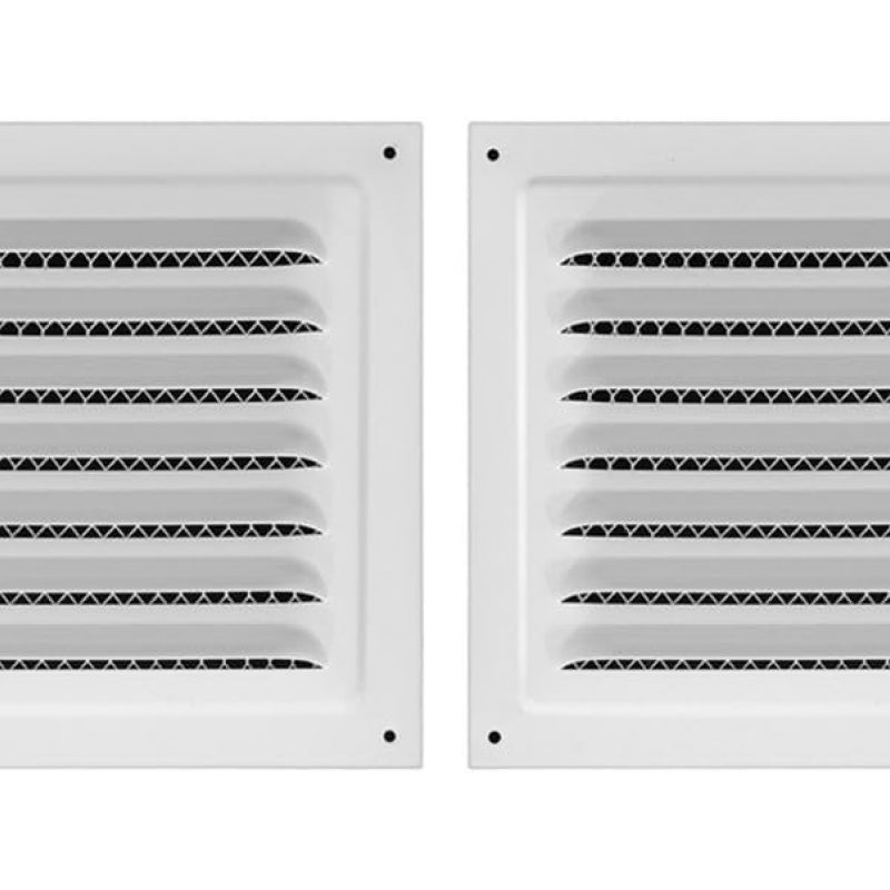 Kratka wentylacyjna, wylot powietrza żaluzjowy 15 x 15 cm, wylot powietrza ze stali nierdzewnej (2 sztuki, kolor biały)