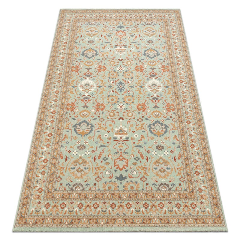 Dywan SOHO 477.26.LA400 wełniany OSTA - Ornament, ramka naturalny zielony / beż 135x200 cm