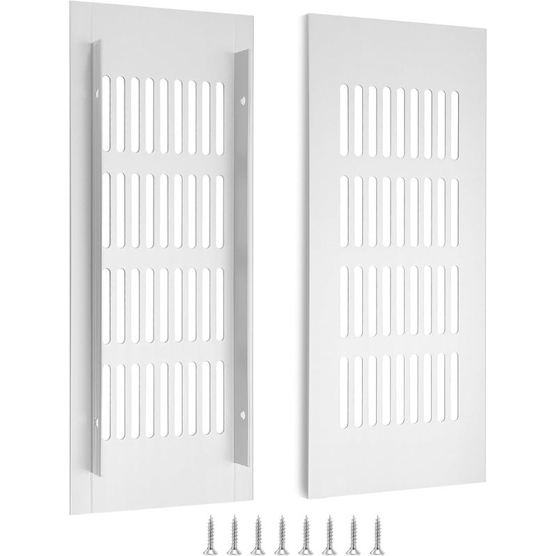Kratka wentylacyjna aluminiowa z wkrętami, do wentylacji szaf i pomieszczeń, 20 x 8 cm, srebrna, 2 sztuki