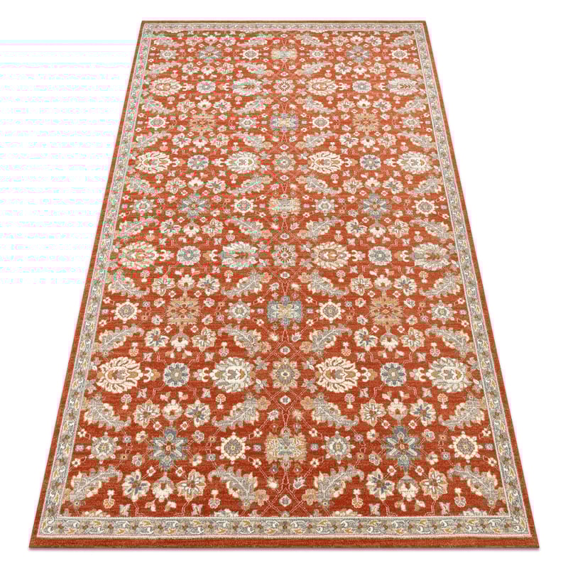 Dywan SOHO 477.07.LA300 wełniany OSTA - Kwiaty, ramka naturalny terakota / niebieski 160x240 cm