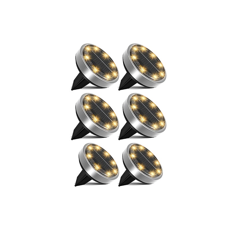 Lampa solarna, lampa gruntowa LED, oświetlenie ogrodowe, 8 diod LED, wodoodporna, [ciepłe białe światło], opakowanie 6 szt.