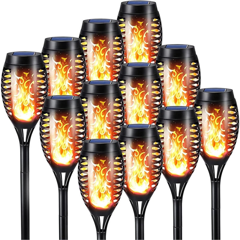 Lampa solarna z płomieniem, zewnętrzna lampa ogrodowa, wodoodporna lampa solarna do dekoracji ogrodu, patio, opakowanie 12 szt.