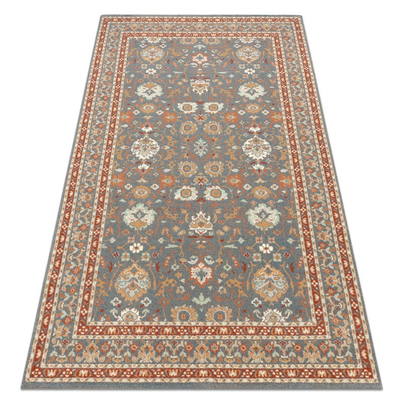 Dywan SOHO 477.26.LA500 wełniany OSTA - Ornament, ramka naturalny niebieski / terakota 80x160 cm