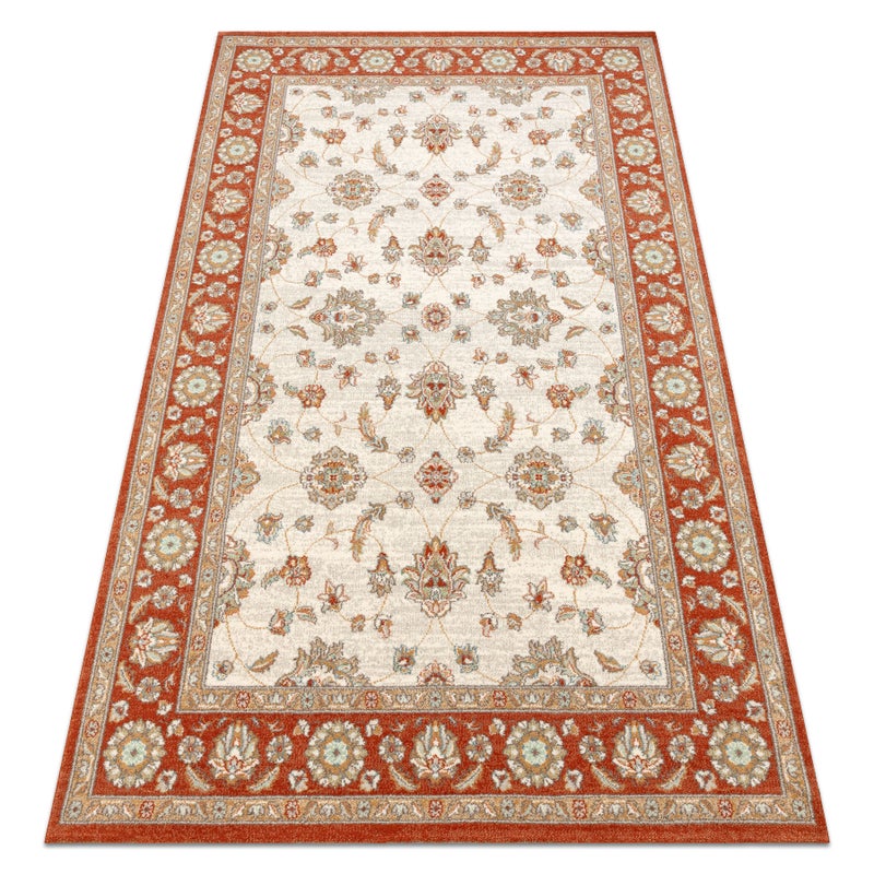 Dywan SOHO 477.15.LA103 wełniany OSTA - Ornament, ramka naturalny beż / terakota 200x300 cm