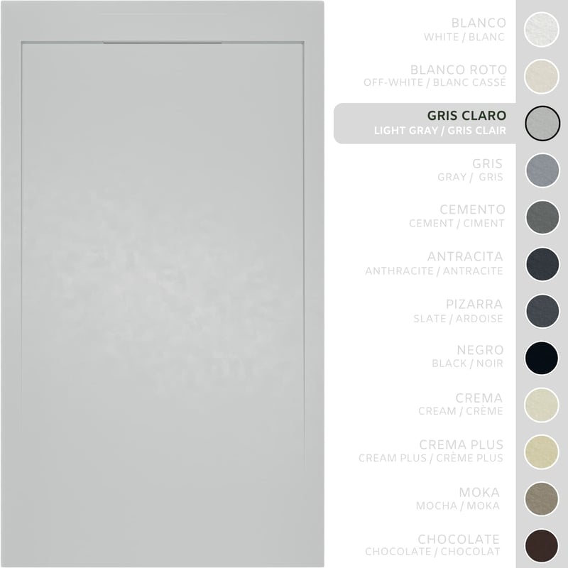SOULHOME Brodzik prysznicowy– Żywica– Gel Coat– Gładka/Kamienna tekstura – Antypoślizgowy – jasnoszary– 160x90- Niski 3cm– Elegancki SAME