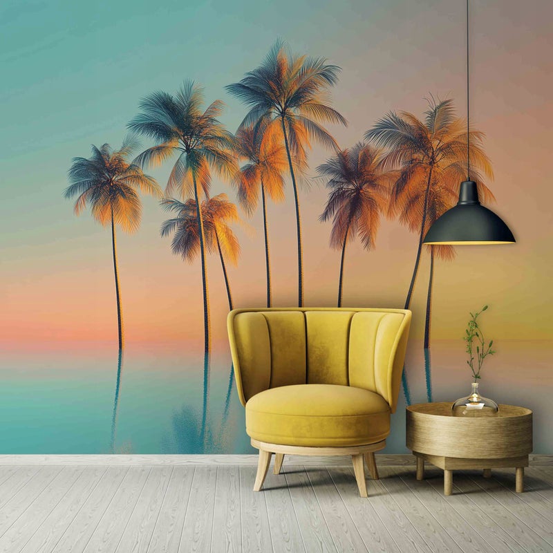 Fototapeta Plaża Palmy Zachód Słońca 300x210 cm Tapeta Do Sypialni Salonu Kuchni Na Flizelinie