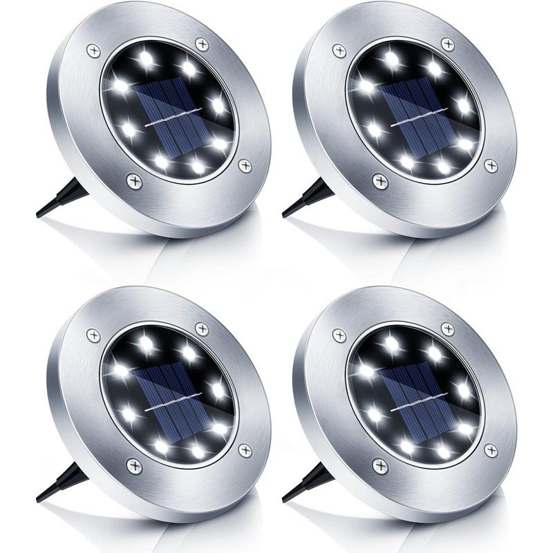 8-diodowa lampa uliczna zasilana energią słoneczną, lampa ogrodowa zasilana energią słoneczną, lampa solarna do trawnika, wodoodporna, chłodne białe