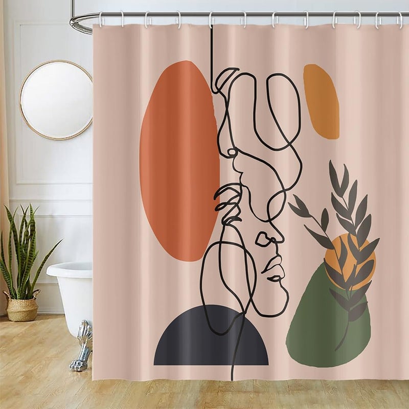 Abstrakcyjna zasłona prysznicowa, odporna na pleśń i wodoodporna, zmywalna, z poliestru, 180x180 cm