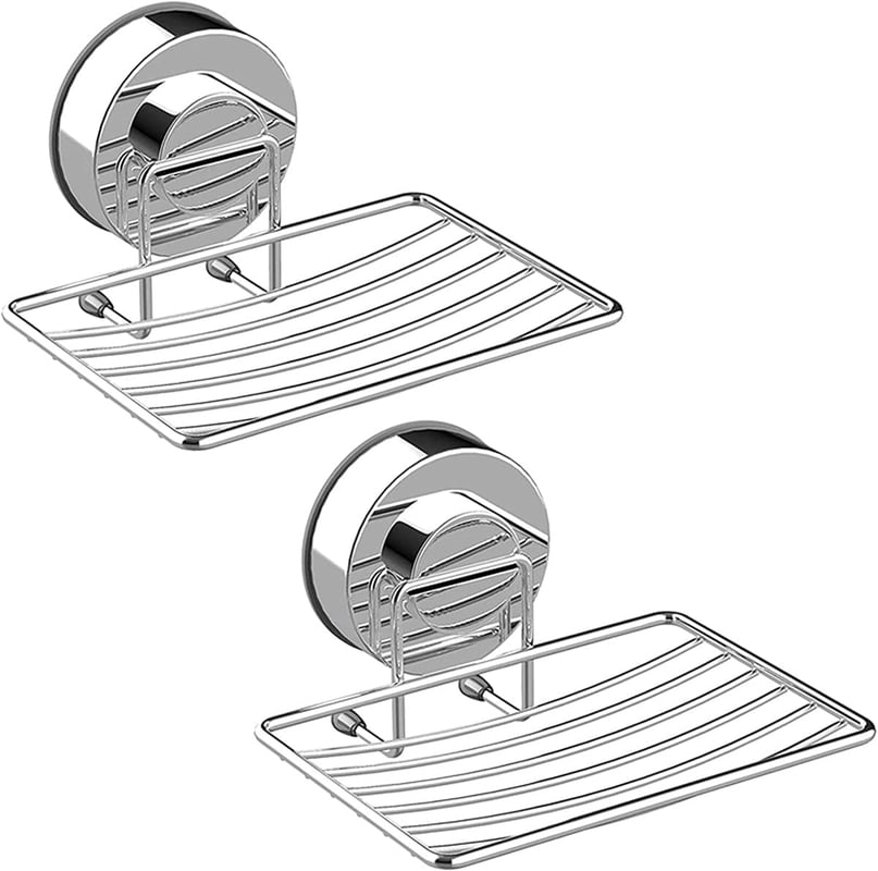 Mydelniczka z przyssawką, uchwyt na gąbkę, tacka do przechowywania do łazienki i kuchni, srebrna, 2 sztuki