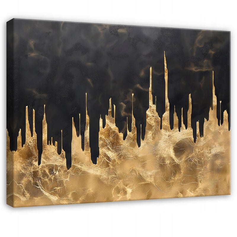 Obraz na płótnie ścianę Abstrakcja Glamour Złoty Czarny 60x40 cm Dekoracja Ścienna do Sypialni Salonu