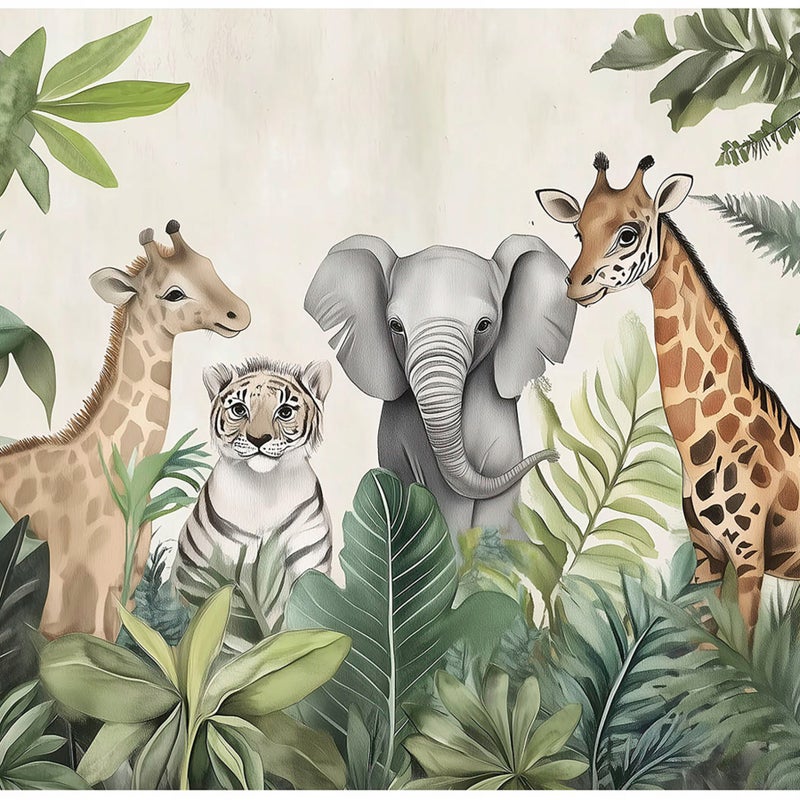 Fototapeta Dla Dzieci Dżungla Zwierzęta 400x280 cm Tapeta Do Pokoju Dziecęcego Na Flizelinie