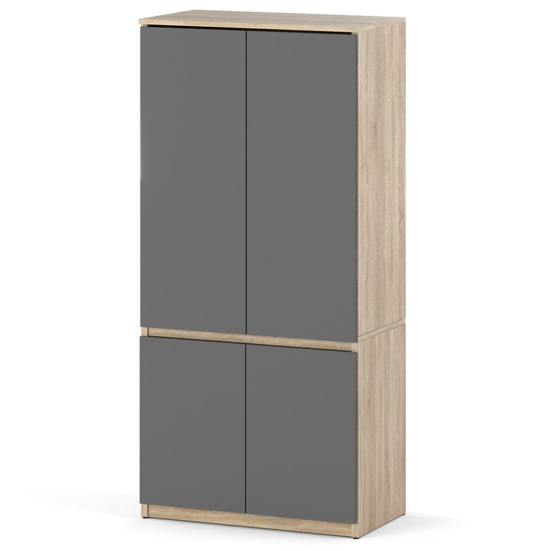 Szafa nowoczesna garderoba do sypialni z półkami 80cm dąb sonoma szara mat