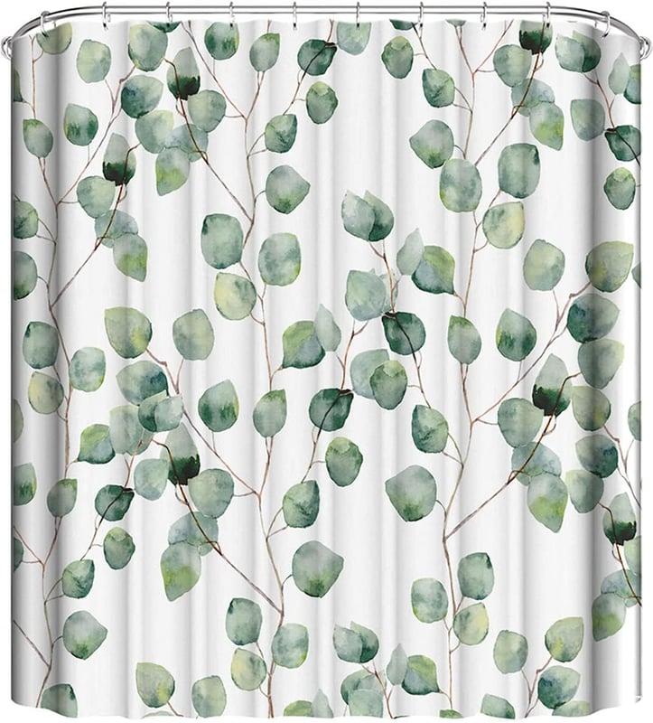 Zasłona prysznicowa - Akcesoria łazienkowe - Poliester -1 sztuka - 180x180 cm - Liście zielone