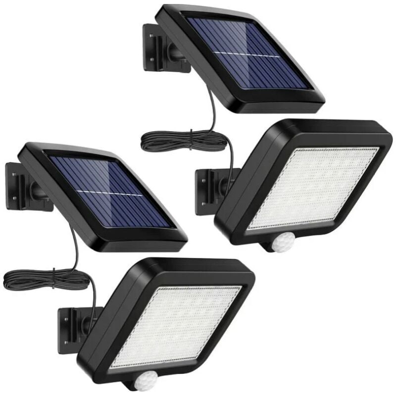 Zestaw 2 lamp solarnych LED po 56 sztuk, do użytku na zewnątrz, wodoodporność IP65, kąt świecenia 120°, odpowiednie do ogrodu, z kablem o długości 16