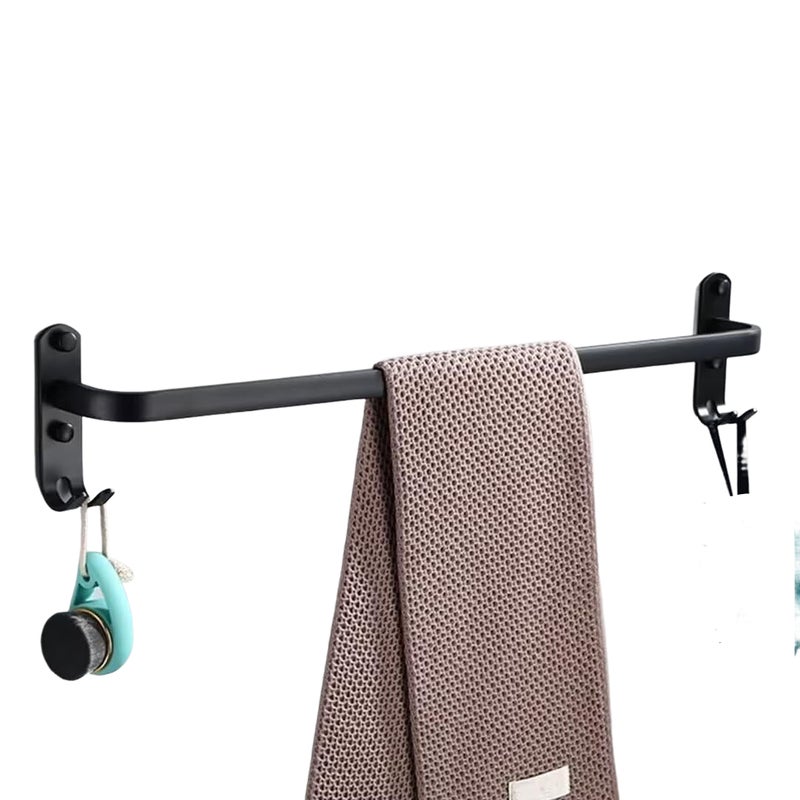 Wieszak ścienny na ręczniki z 2 haczykami do łazienki i kuchni hotelowej, czarny, jednowarstwowy, 30 cm