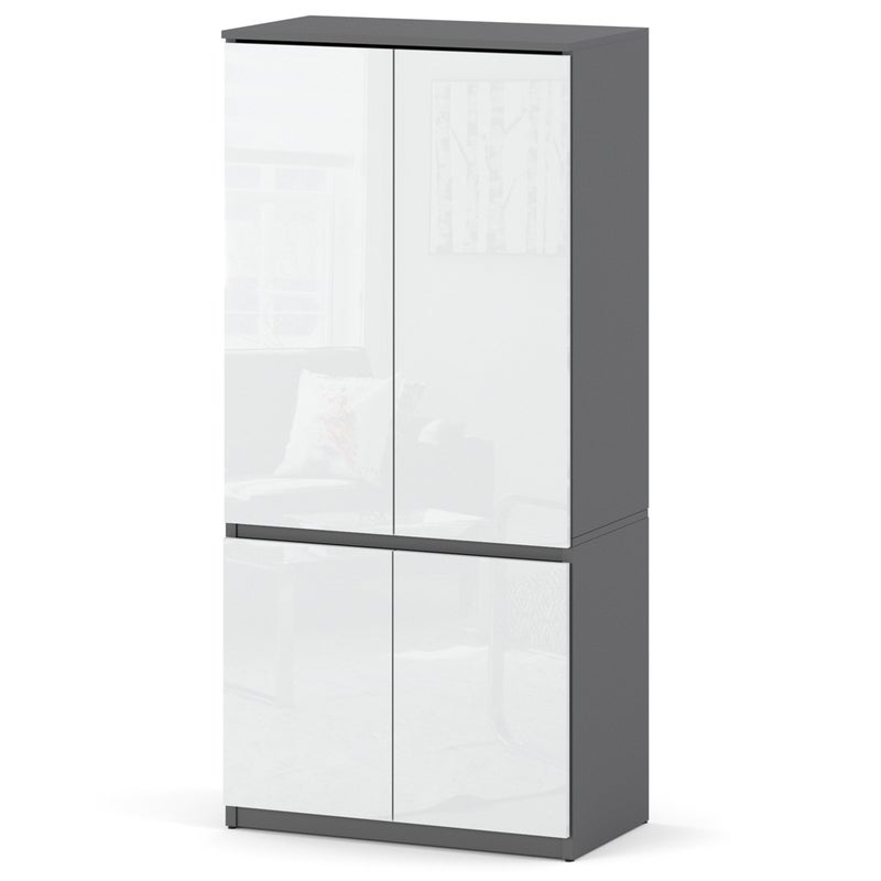 Szafa garderoba do sypialni przedpokoju 80cm posti szary biały połysk