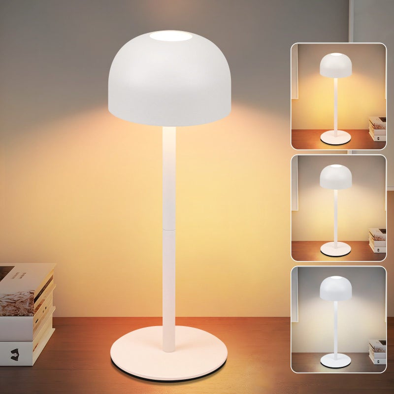 NETTLIFE Bezprzewodowa lampa stołowa LED: ściemnialna lampa stołowa dotykowa z 3 temperaturami barwowymi USB