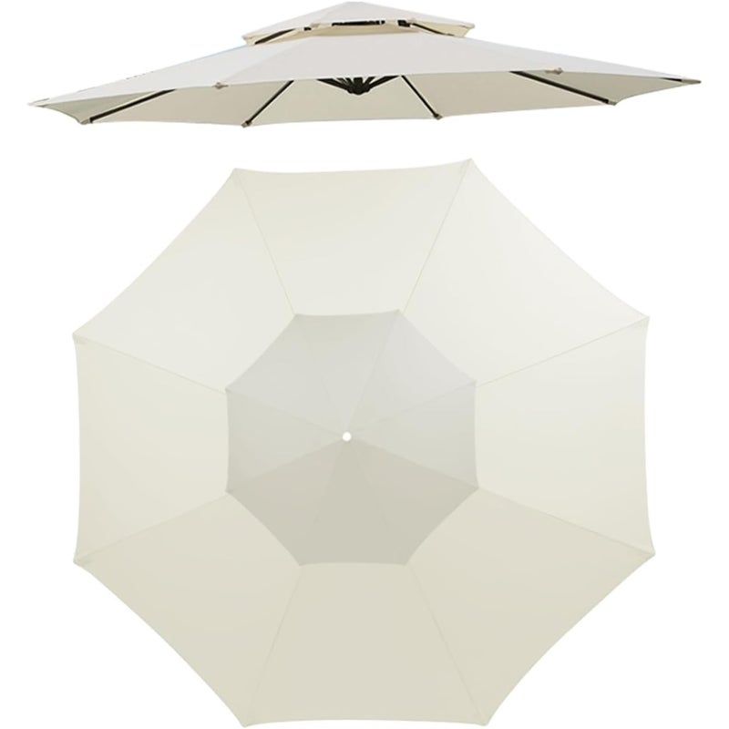 Pokrowiec na parasol ogrodowy – wymienny pokrowiec na podwójny parasol, 8 żeber, 9,8 stopy, ochrona UV, beżowy