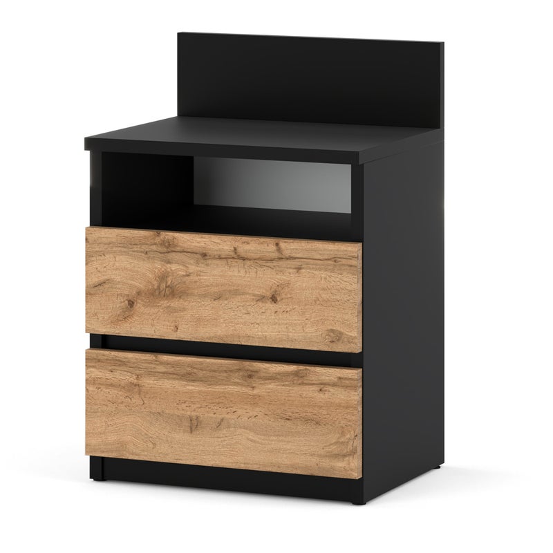 Szafka nocna dla dzieci 2 szuflady stolik loft sypialnia czarny dąb wotan