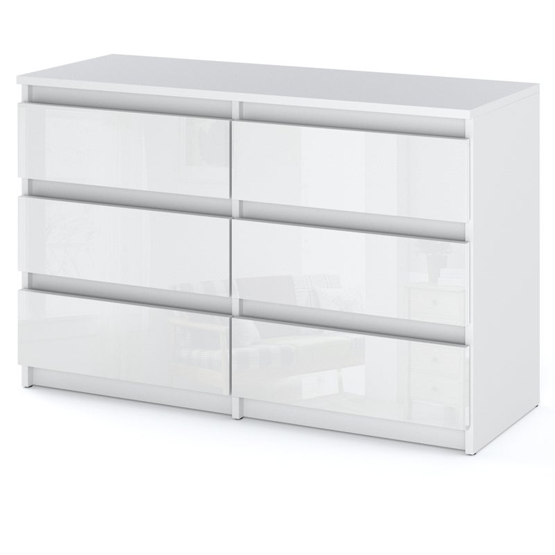 Komoda 6 szuflad biały połysk hugo szafka nowoczesna rtv sypialnia 100cm