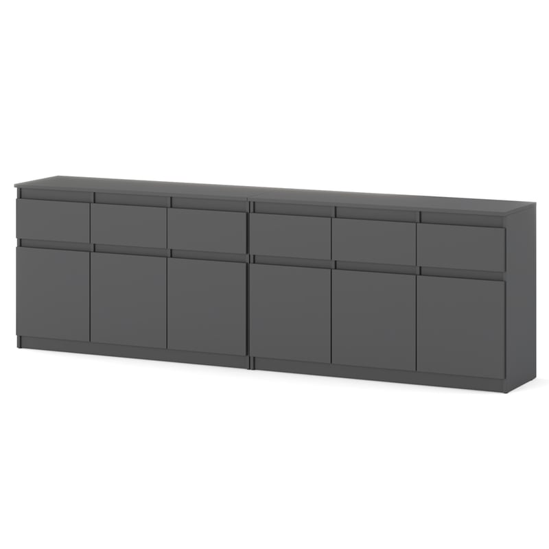 Komoda pojemna duża 6 szuflad nowoczesna szafka 240cm loft salon szary mat