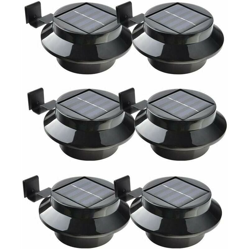 Zestaw 6 lamp solarnych LED do rynien, płotów, dachów, rynien, ogrodu, tarasu, ścian, w kolorze czarnym
