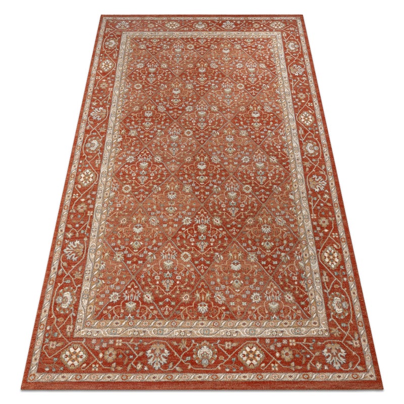 Dywan SOHO 477.27.LA300 wełniany OSTA - Romby, ramka geometryczny naturalny terakota / beż 200x300 cm