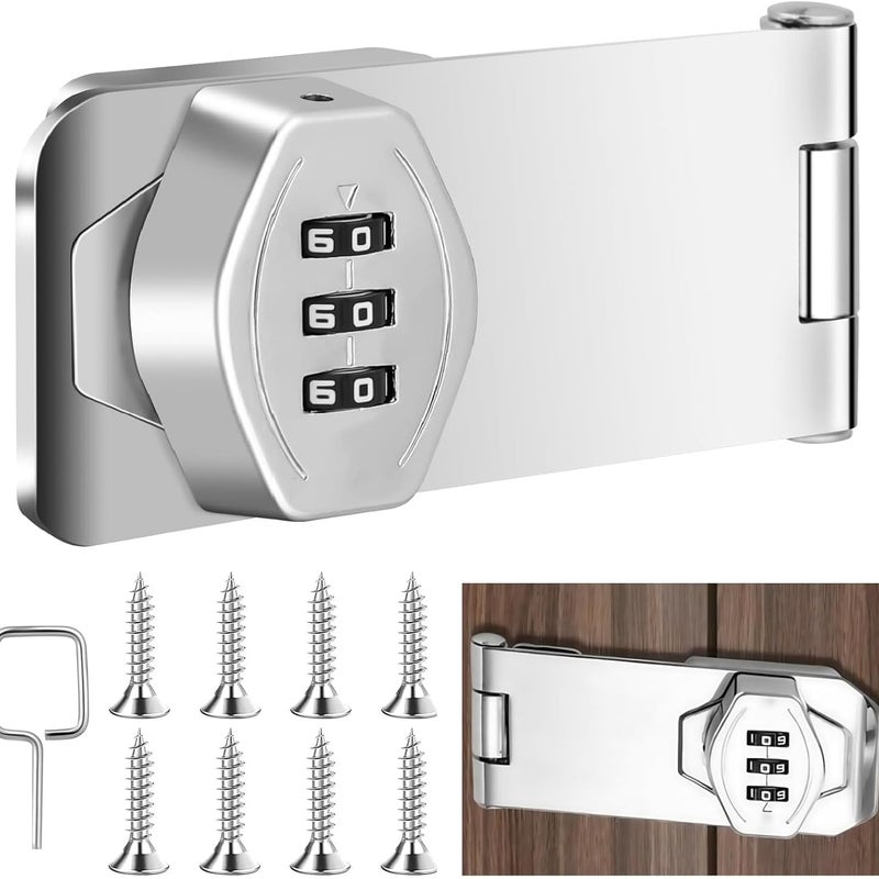 3-cyfrowy zamek szyfrowy do drzwi szafki, skrzynki pocztowej, szopy ogrodowej, szuflady (srebrny)